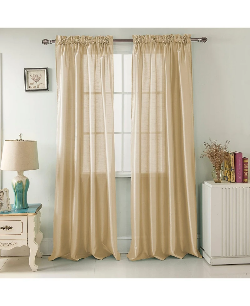 Rt Designers Collection 100% Polyester 82 Gsm Faux Silk Nikki Rod Pocket Curtain Panel