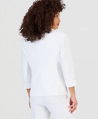 Anne Klein Essentials Petite Roll-Tab-Sleeve Open-Front Blazer