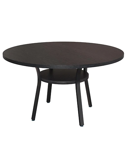 gaomon Round Dining Table for 4-6, 47 inch Wood Kitchen Table with Storage Shelf,with Metal Base,No Chairs