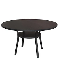 gaomon Round Dining Table for 4-6, 47 inch Wood Kitchen Table with Storage Shelf,with Metal Base,No Chairs