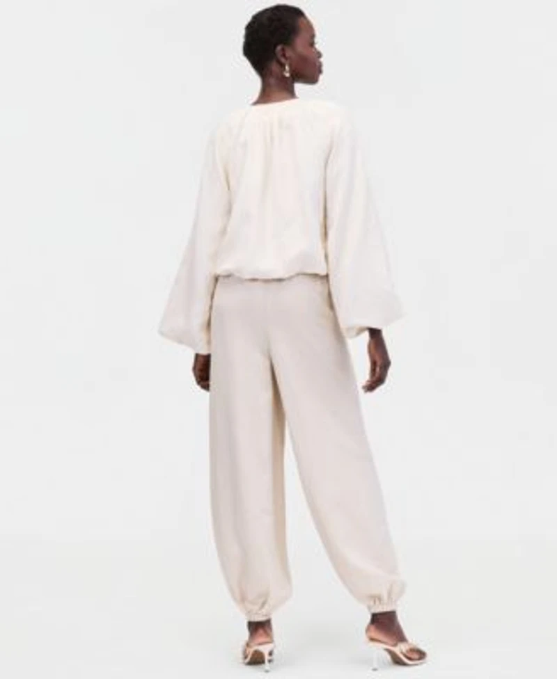 I.N.C. International Concepts Womens Linen Blend Jacket Bubble Pants Macys Exclusive