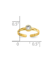 Curata Jewelry Solid 10k Yellow Gold Bezel-set Round Cubic Zirconia Adjustable Toe Ring