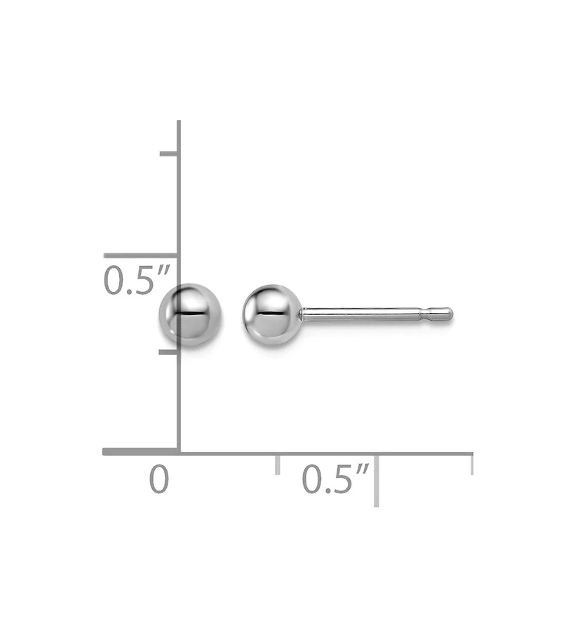 Curata Jewelry Solid 950 Platinum Classic Ball Stud Earrings Wide Ball Earring