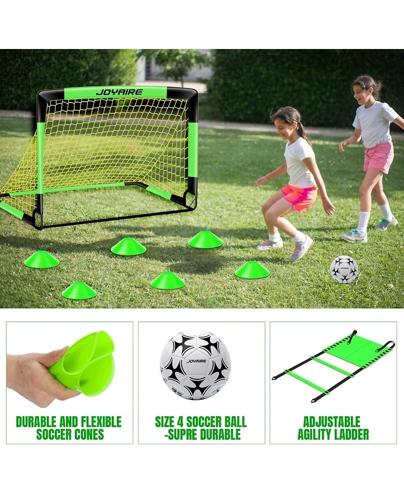 Joyaire Pro-Grade 7x5ft Pop-Up Soccer Goal for Kids – Durable 5-Layer Tear-Resistant Net & 10mm Poles, Portable Set Includes 4 Ball