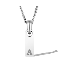 Vincero Men's Initial Tag Necklace - Silver with Micro Cuban Chain
