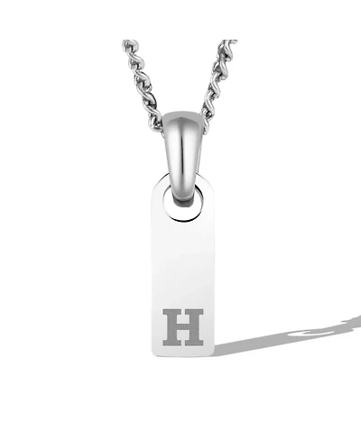 Vincero Men's Initial Tag Necklace - Silver with Micro Cuban Chain