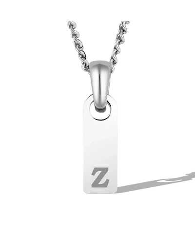 Vincero Men's Initial Tag Necklace - Silver with Micro Cuban Chain