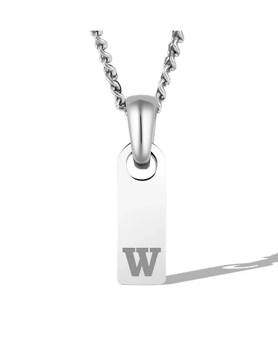 Vincero Men's Initial Tag Necklace - Silver with Micro Cuban Chain