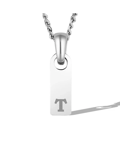 Vincero Men's Initial Tag Necklace - Silver with Micro Cuban Chain