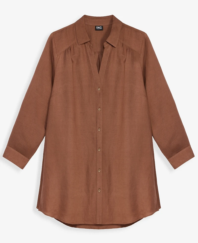 I.n.c. International Concepts Plus Linen-Blend Tunic, Exclusively at Macy's