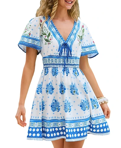 Cupshe Women's Little Moments Floral Mini Beach Dress