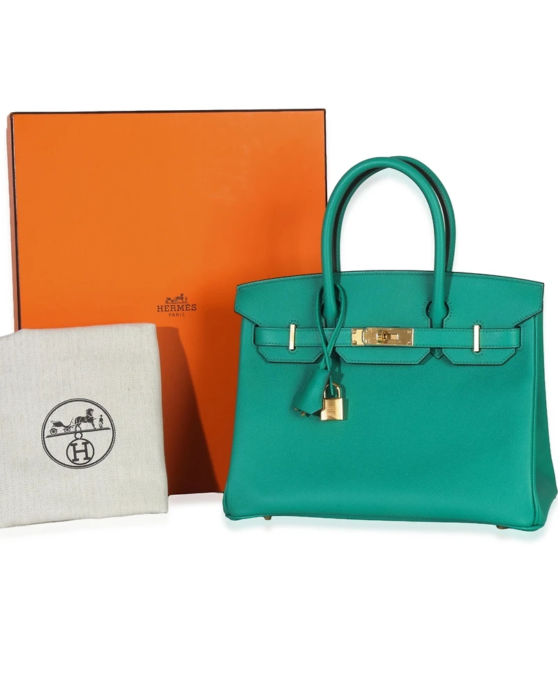 Pre-Owned Hermes Vert Jade Epsom Birkin 30 Ghw