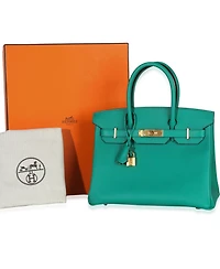Pre-Owned Hermes Vert Jade Epsom Birkin 30 Ghw