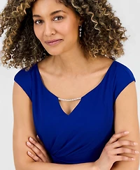 Connected Petite Beaded-Neckline Sheath Dress