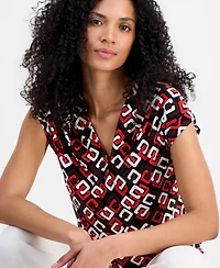 Anne Klein Women's Cap-Sleeve V-Neck Top