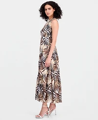 Anne Klein Women's Smocked-Bodice Tiered Maxi Dress