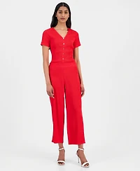 Anne Klein Women's Crinkle-Knit Pull-On Wide-Leg Pants