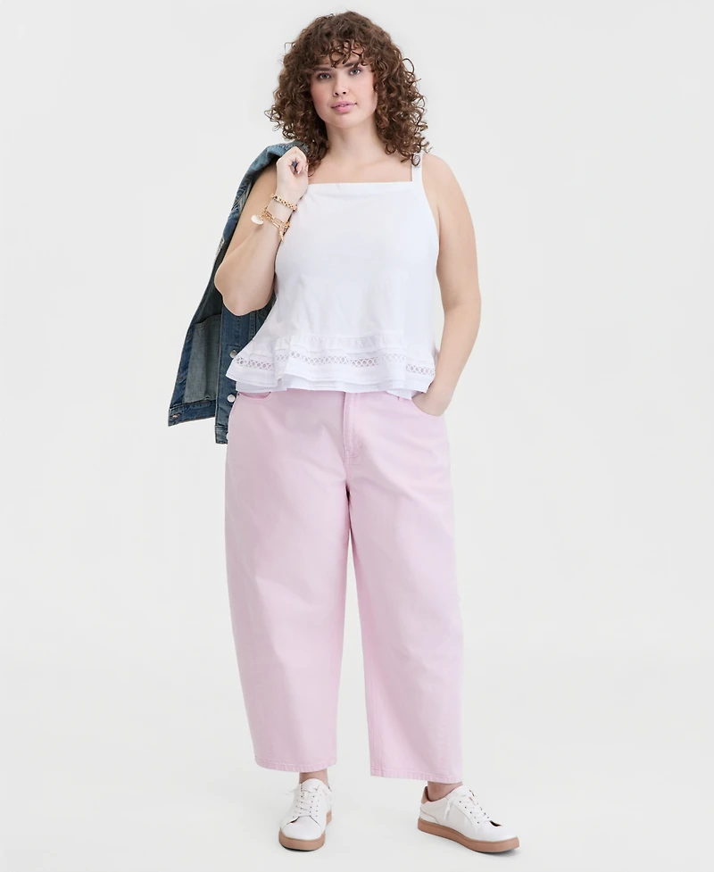 On 34th Trendy Plus Ruffle-Hem Square-Neck Tank, Macy's Exclusive