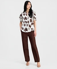 Anne Klein Petite Printed Y-Neck Pull-On Top