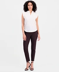 Anne Klein Women's Textured Pinstripe Flutter-Sleeve Top