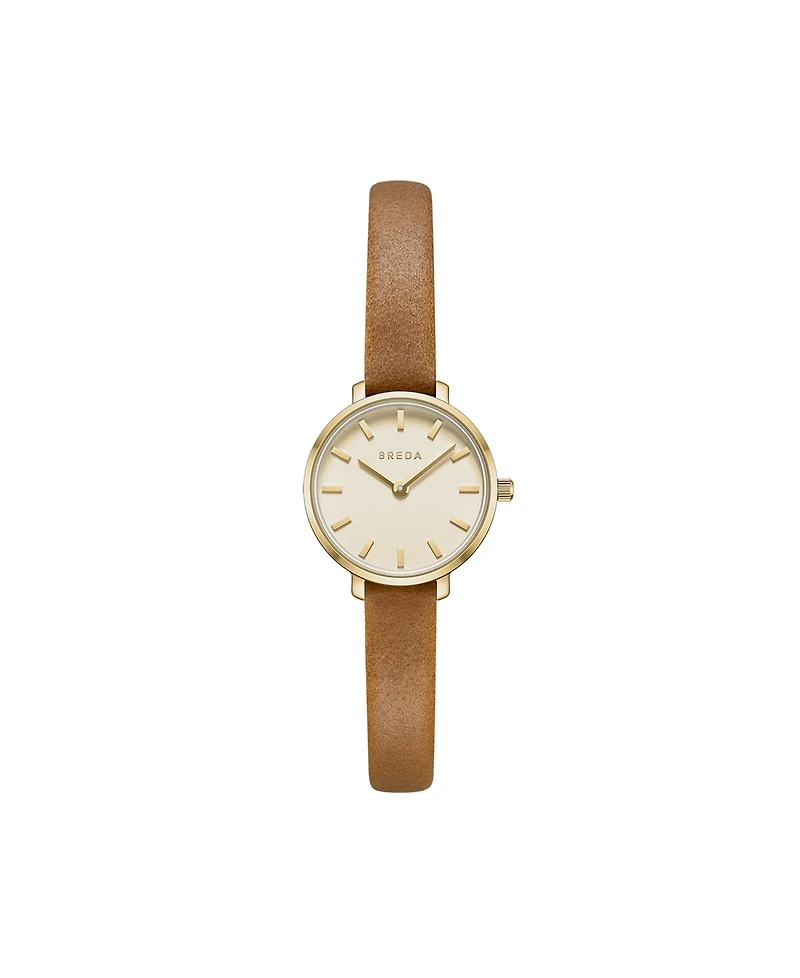 Breda Beverly 1730n Gold and Brown Leather Band Watch, 25mm