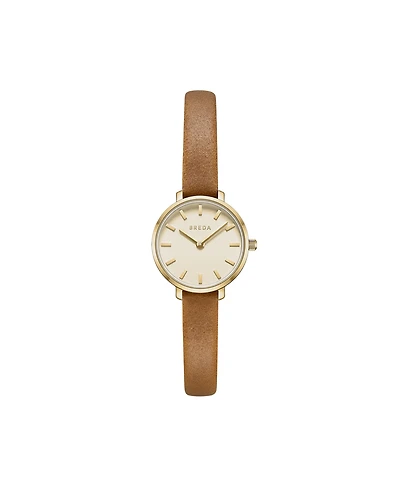 Breda Beverly 1730n Gold and Brown Leather Band Watch, 25mm