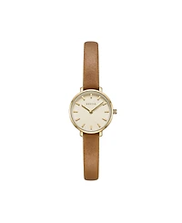 Breda Beverly 1730n Gold and Brown Leather Band Watch, 25mm