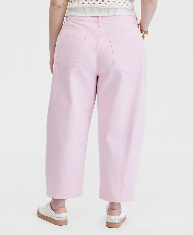 On 34th Trendy Plus Cropped Barrel-Leg Jeans, Macy's Exclusive