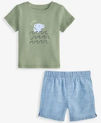 First Impressions Baby Boys 3m 24m Mix Match Shark Graphic T Shirt Denim Shorts Macys Exclusive