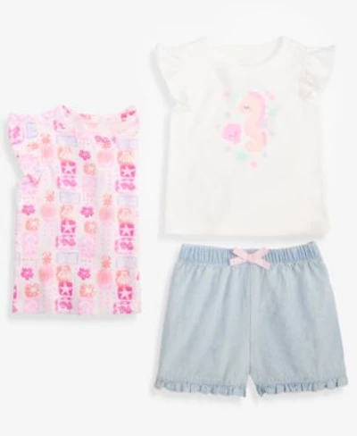 First Impressions Baby Girls 3m 24m Mix Match Seahorse Flutter Sleeve Tops Chambray Shorts Macys Exclusive