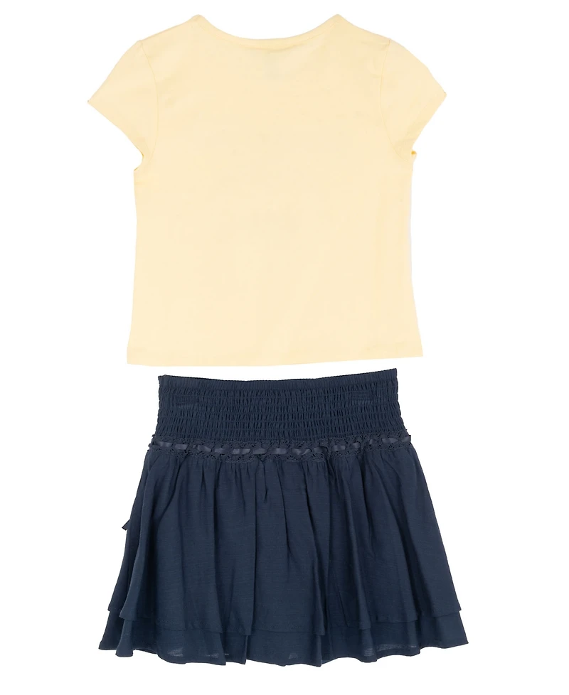 Tween Diva Girls 7-16 Graphic T-Shirt and Woven Skort With Ribbon, 2-Piece Set