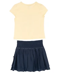 Tween Diva Girls 7-16 Graphic T-Shirt and Woven Skort With Ribbon, 2-Piece Set