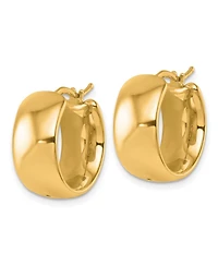 Curata Jewelry Solid 18k Gold Italian 19x9mm Wide Round Hoop Earrings