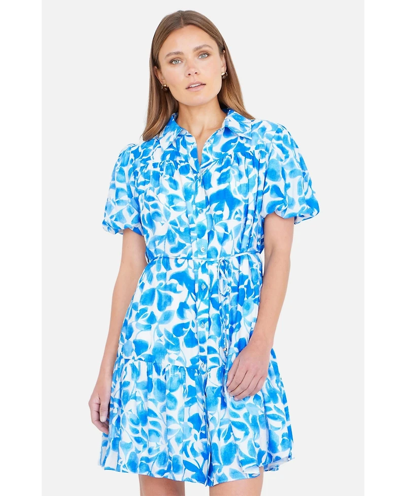 Yumi Women's Floral Print Relaxed Shirt Dress