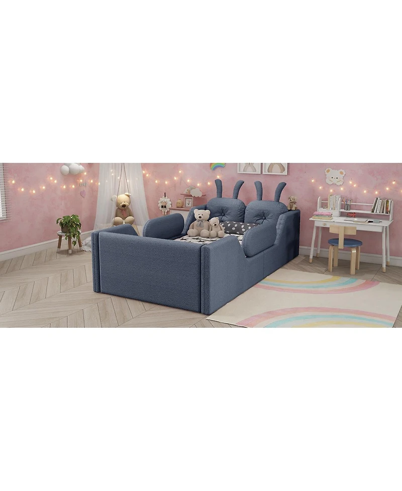 Streamdale Furniture Streamdale Twin Upholstered Platform Bed with Rabbit Cushion & Removable Rails