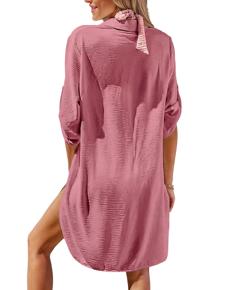 Cupshe Women's Throw It On White Cover-Up Mini Beach Dress