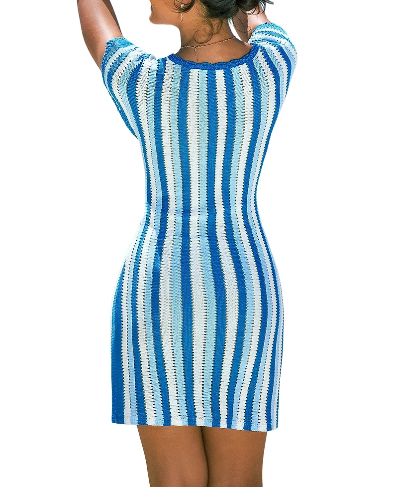 Cupshe Women's Fervor Striped Cover-Up Mini Beach Dress