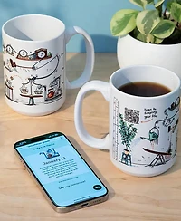 Uncommon Goods Daily Life Hack Interactive Qr Mug, 15 Oz.