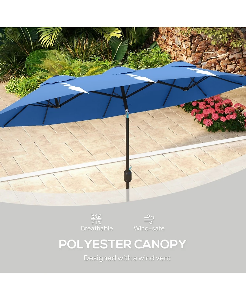 Clihome Outdoor Umbrella,Double-sided Patio Umbrella,with Push Button Tilt and Crank,3 Air Vents and 12 Ribs