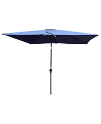 Flynama 6 x 9ft Patio Umbrella Outdoor Waterproof Umbrella with Crank and Push Button Tilt without flap