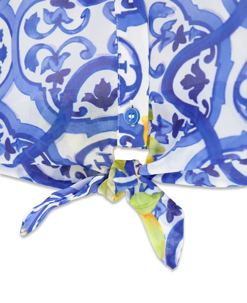 Guess Girls' 7-16 Chiffon Short-Sleeve Top