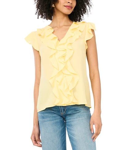 Sam & Jess Women's Short Flutter-Sleeve V-Neck Top