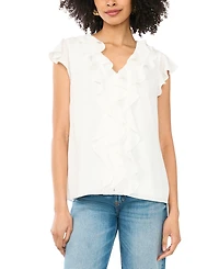 Sam & Jess Women's Short Flutter-Sleeve V-Neck Top