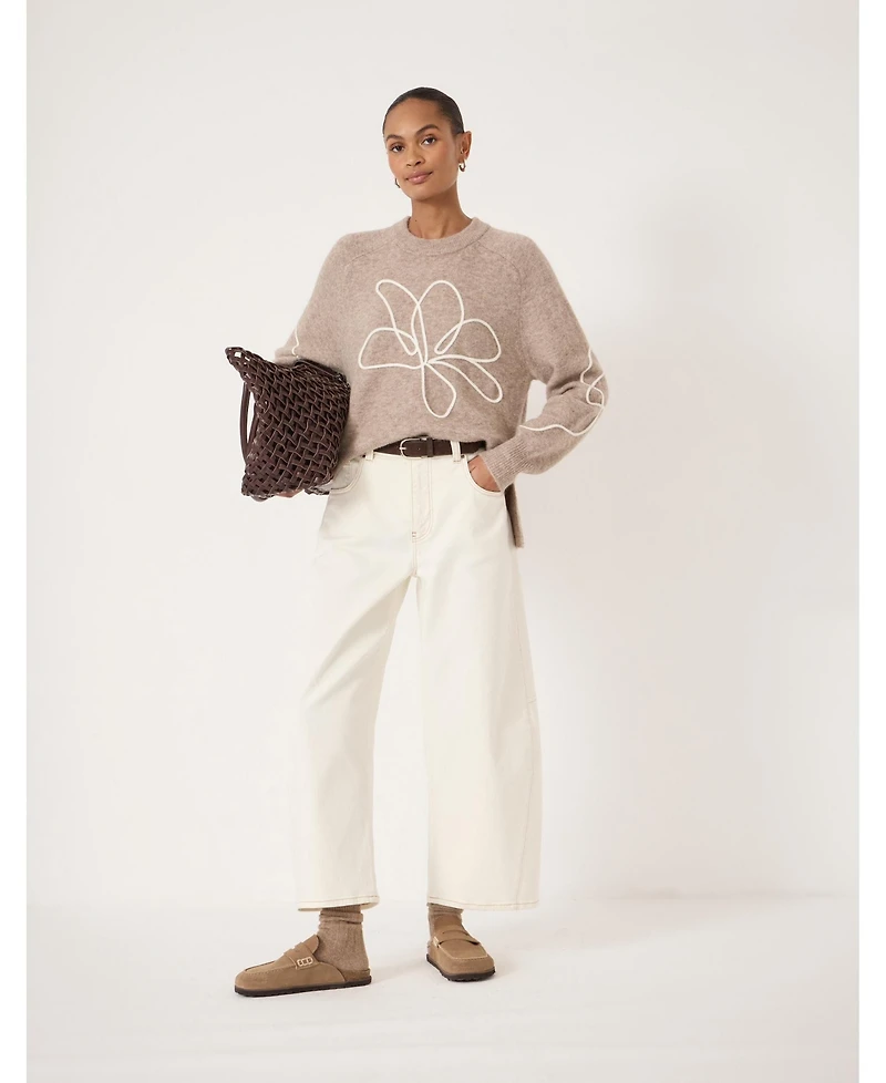 Hush Women's Wool Blend Flower Motif Jumper