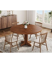 gaomon 47 Inch Round Dining Table for 4-6 People,with Wooden Tabletop and Legs