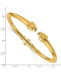 Curata Jewelry Solid 18k Gold Panther Head Hinged Cuff Stackable Bangle Cuff Bracelet