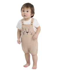 Huggies Baby Boys' Crewneck T-Shirt and Buttoned Shortall, 2-Piece Set