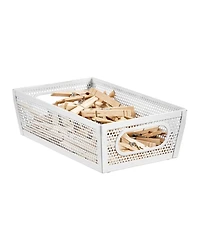 mDesign Perforated Metal Storage Bin with Handles - Set of 2 - Matte White