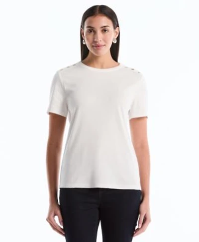Rafaella Petite Button Detail Short-Sleeve Top