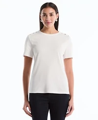Rafaella Petite Button Detail Short-Sleeve Top